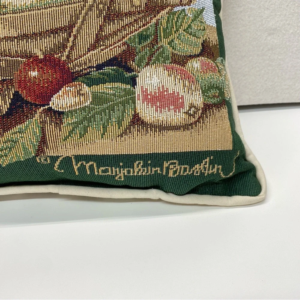 Marjolein Bastin Tapestry Throw Pillow Fruit Basket Butterfly Bird Design READ
